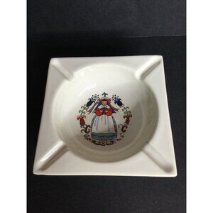 Vintage Hyalyn Porcelain Ashtray 621 Dutch Woman in dress flowers